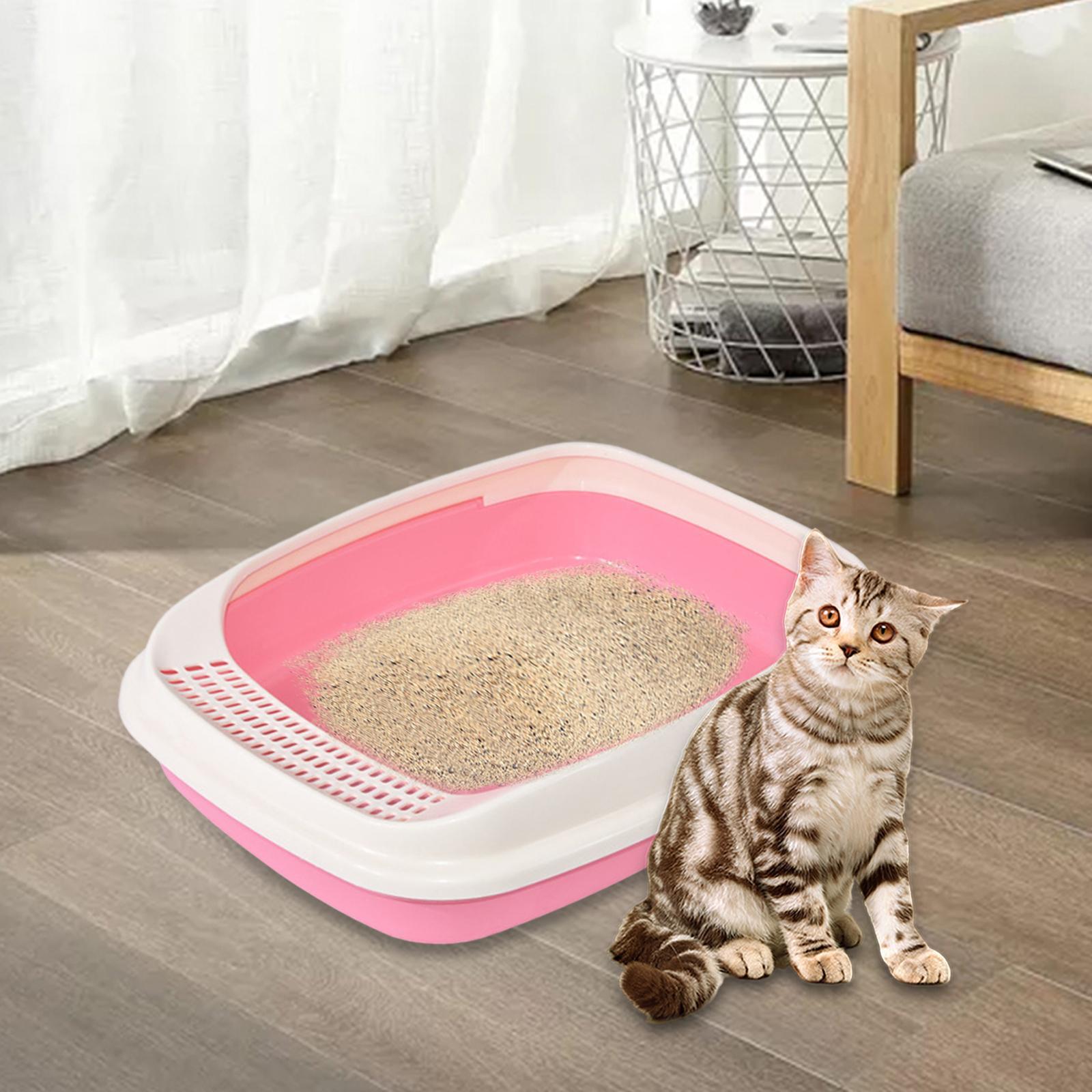 Pet Cat Litter Box Litter Tray Anti Splashing Sturdy Open Top for Small Pets