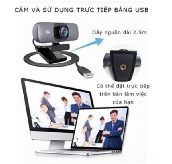 Webcam UHD 2K Kèm Micro Góc nhìn siêu rộng 130 độ