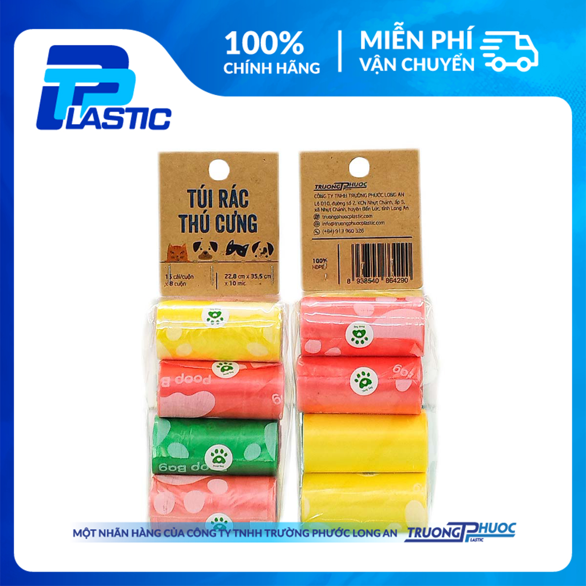 Túi PP Nhựa - Túi Rác Cho Thú Cưng TP Plastic, 15 Cái/Cuộn