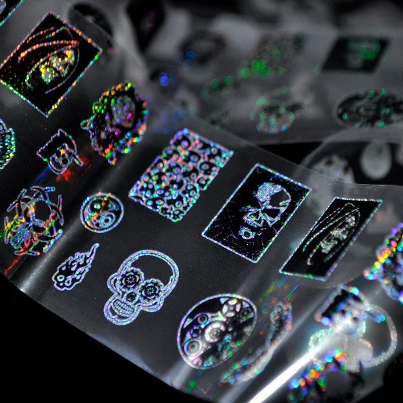 1 Tờ Miếng Dán Móng Tay Hình Bộ Xương 3D Phong Cách Halloween Độc Đáo
