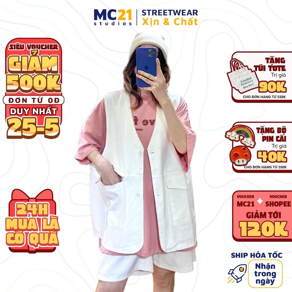 Áo gile kaki MC21.STUDIOS oversize Unisex form rộng nam nữ Ulzzang Streetwear Hàn Quốc vải xịn mềm A3201