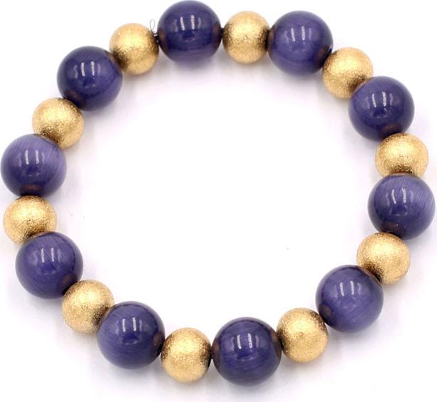 Chuỗi đeo tay - đá mắt mèo tím 10 ly VMEIHVT1 - hợp mệnh Hỏa, mệnh Thổ