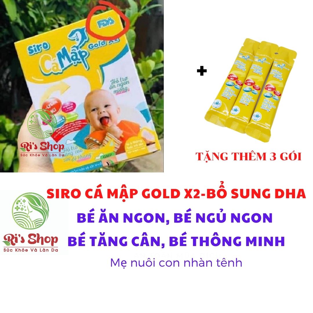 [TẶNG 3 GÓI NHỎ] SIRO CÁ MẬP GOLD X2 - BABY SHARK (MẪU 2021) - SIRO CHO TRẺ BIẾNG ĂN, TÁO BÓN, BỔ SUNG DHA GIÚP BÉ ĂN NGON, NGỦ NGON, TĂNG CÂN VÀ THÔNG MINH HƠN