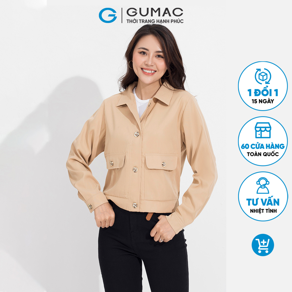 Áo khoác kaki 2 túi thời trang GUMAC AD04057