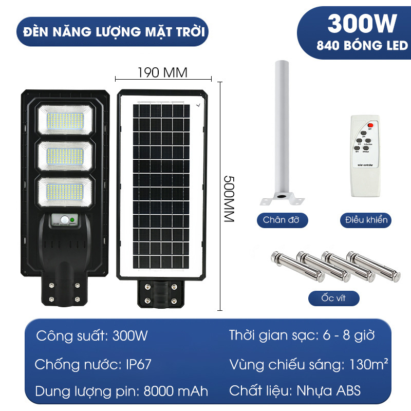 Đèn năng lượng mặt trời 200w,300w,400w ,pin dung lượng lớn, tuổi thọ lâu dài - D1383