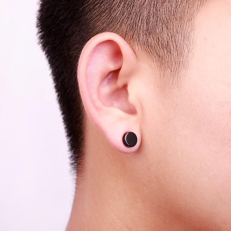 Cặp Khuyên Tai Nam Châm Chấm Tròn Trơn Đơn Giản