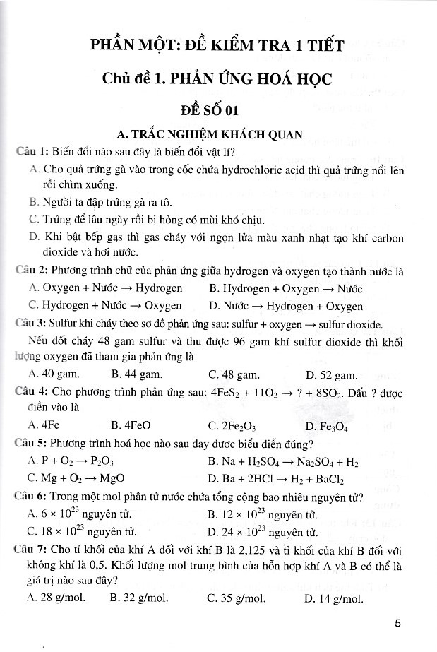 Tuyển tập đề kiểm tra định kì Khoa Học Tự Nhiên lớp 8 (Dùng chung cho các bộ SGK)