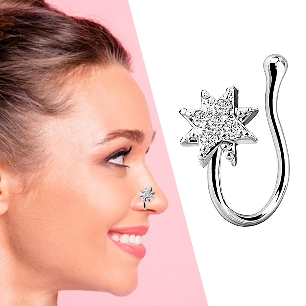 Fake Nose Rings 18G Faux Fake Lip Ear Nose Septum Rings silver