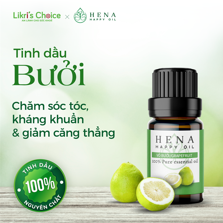 Tinh dầu Bưởi HENA HAPPY OIL nguyên chất ngăn ngừa rụng tóc kích thích mọc tóc