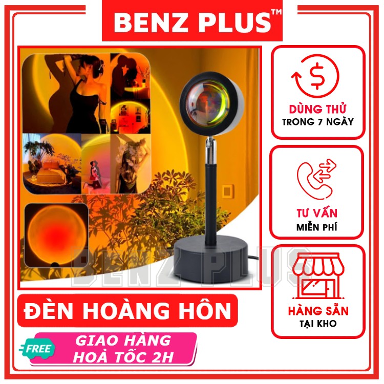 Đèn hoàng hôn BENZ Sunset 4in1 chụp hình sống ảo, quay video Tiktok 4màu/16màu cho hiệu ứng ánh sáng đẹp có remote điều khiển tùy chọn nhiều màu sắc khác nhau