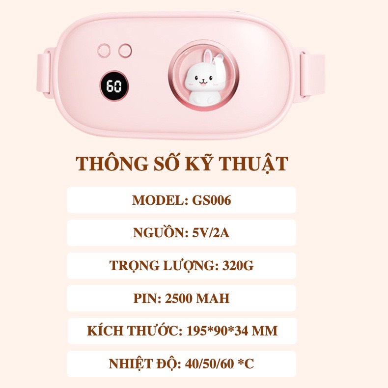 Đai chườm nóng và massage bụng giảm đau bụng kinh nguyệt cho nữ đến kì với 3 mức độ nóng cực nhanh và massage  tiện lợi, Thời Lượng Pin Dài Mới Nhất 2024 - Hàng chính hãng