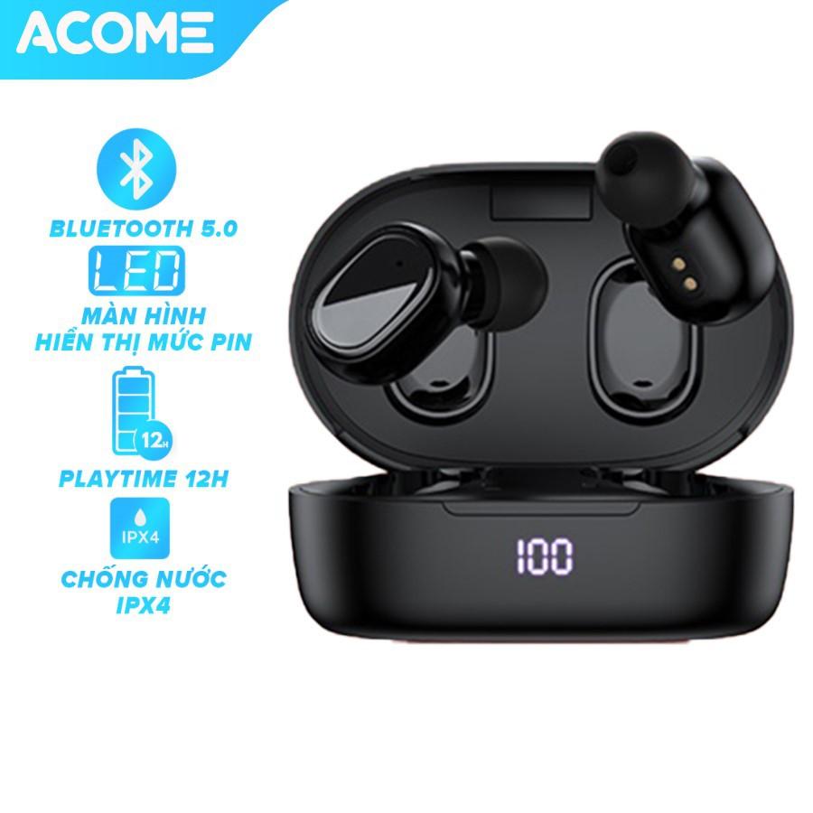 Tai Nghe Không Dây Nhét Tai ACOME Bluetooth 5.0, Màn Hình LED Play Time Lên Đến 12h - Hàng Chính Hãng