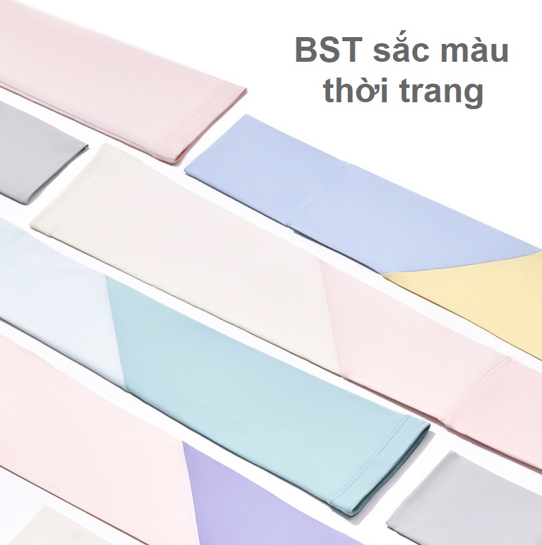 Găng tay chống nắng lụa băng phối 2 màu thời trang | Dòng -5 độ cao cấp | Găng tay xỏ ngón che nắng - Loại dài 48CM