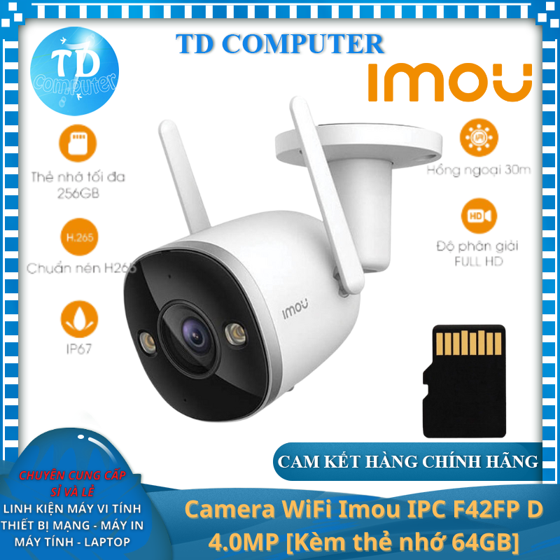 Camera WiFi Imou IPC F42FP-D 4.0MP QHD  ~ Ngoài trời Có màu ban đêm - Hàng chính hãng FPT phân phối
