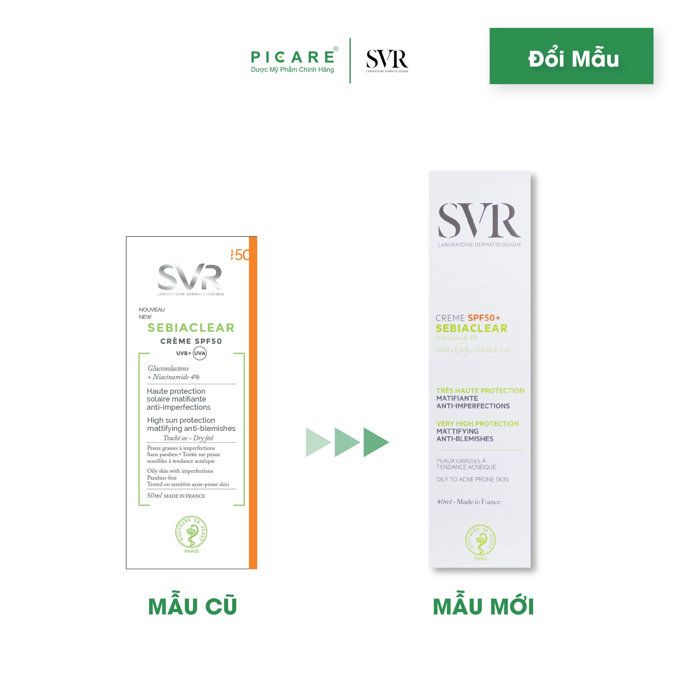 Kem Làm Giảm Mụn Và Chống Nắng SVR Sebiaclear Crème SPF 50 Tuýp 50ml - SSPF50