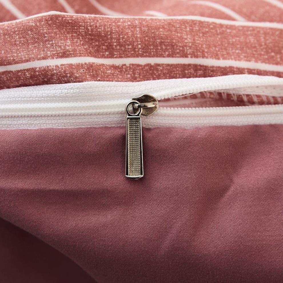 Bộ chăn ga gối Cotton TC Nhà Nhím Chăn ga gối kẻ sọc caro 4 món