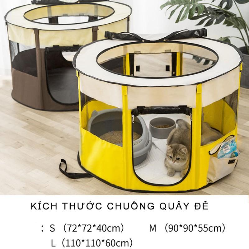 Chuồng quây chó mèo đẻ vải oxfoxd có khung thép cố định gấp gọn tiện lợi không gian lý tưởng cho mẹ và con