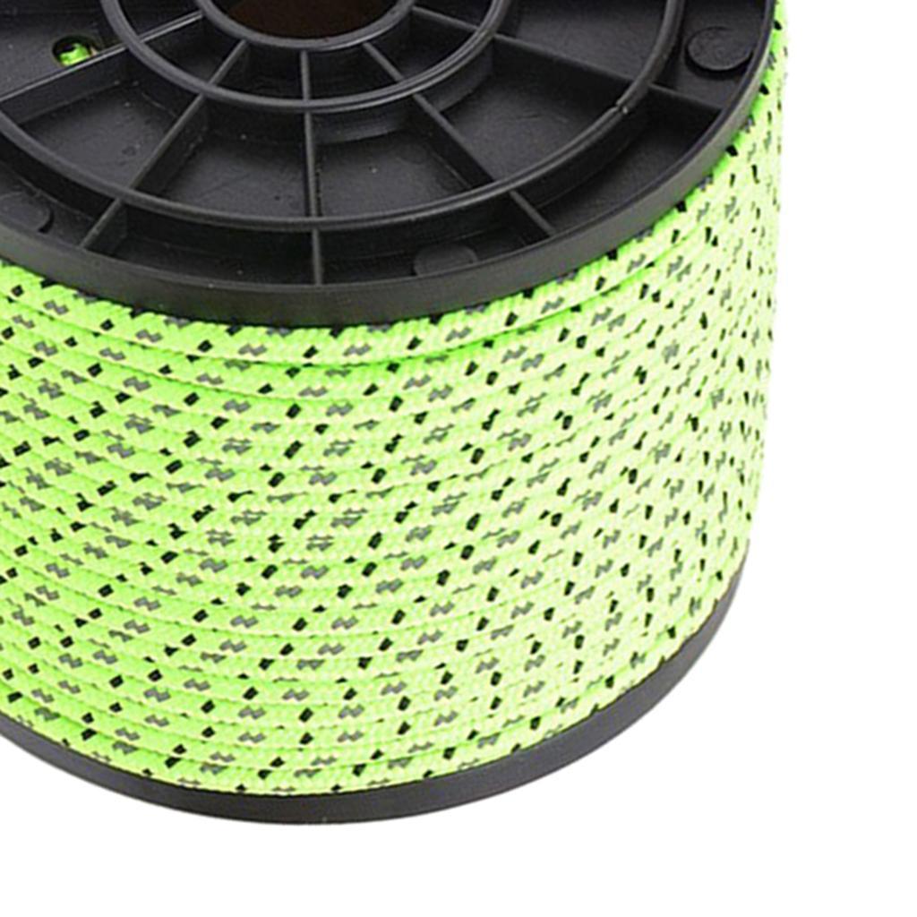 50m Camping Guy Line Reflective Camp Tent  Rope Reel  4mm Thick