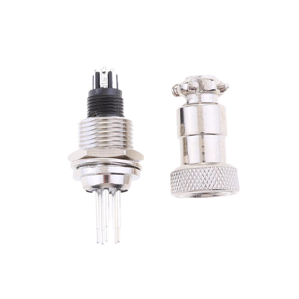 2xGX12 Air Aviation Plug Socket Straight Pin Connector PCB Circuit Board 5pins