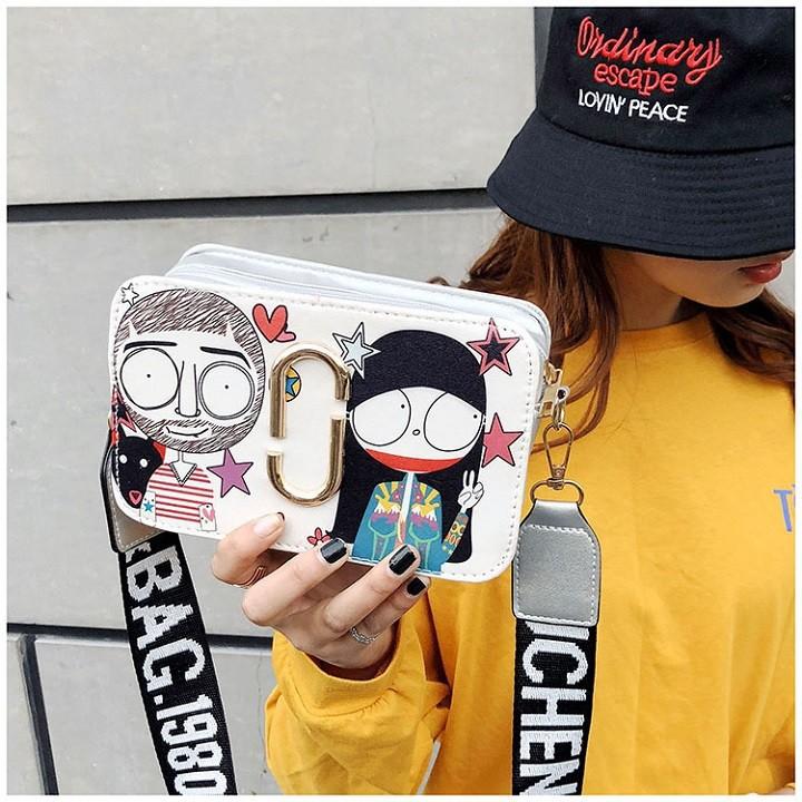 PVN3403 Túi xách hộp in hình cô bé cậu bé hottrend T2