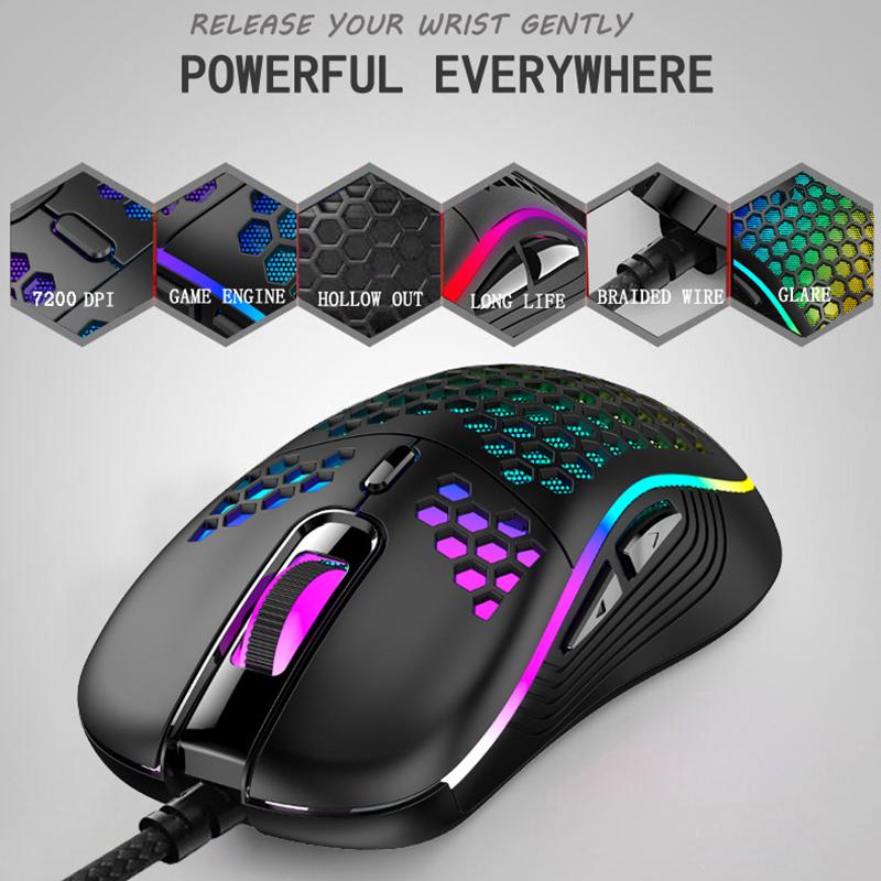 Có Dây LED Chuột Chơi Game 7200 DPI USB Ergonomic Mause Chuột Máy Tính Game Thủ Với Cáp Cho Máy Tính Laptop RGB Chuột Quang có Đèn Nền