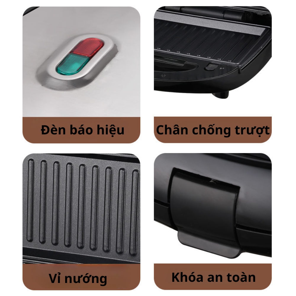 Máy kẹp nướng bánh mì 3IN1 Lumabella LB-58061 đa năng, công suất cao 750W, khay nướng chống dính cao cấp, dễ dàng tháo lắp khay, dễ dùng - DELIYA - HÀNG CHÍNH HÃNG