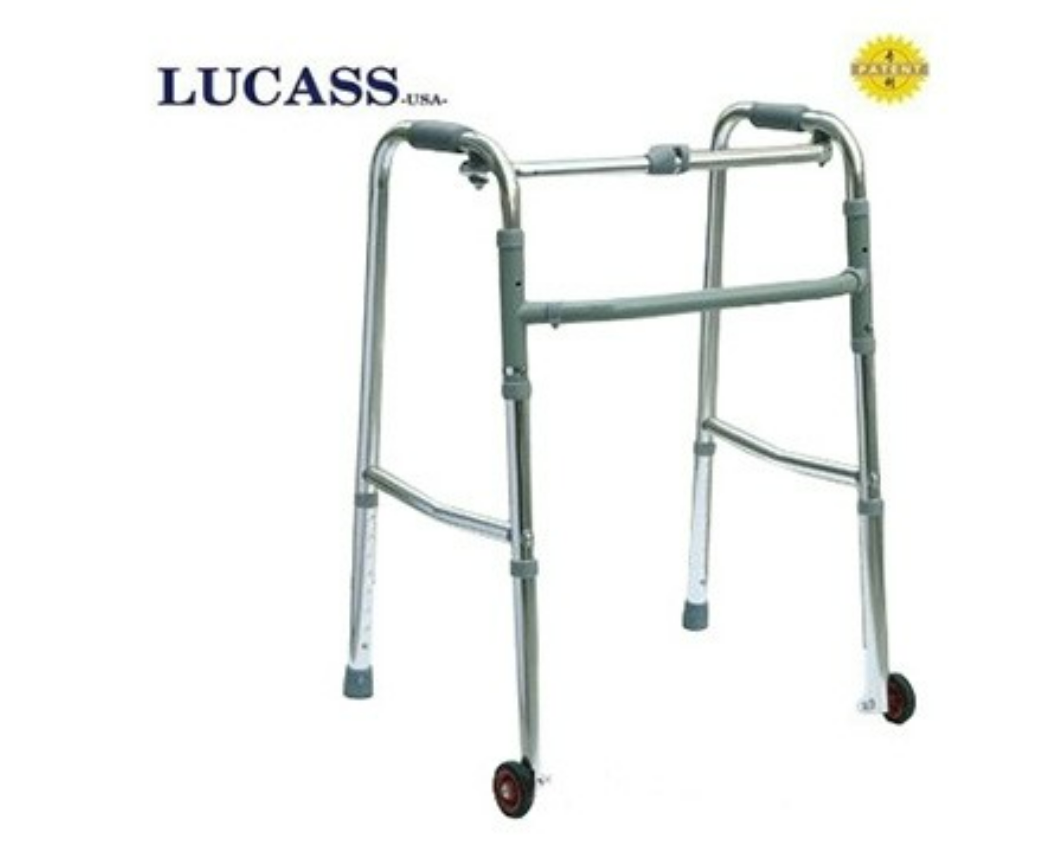 Khung Tập Đi Hợp Kim Nhôm Lucass W49, Bánh Xe To, Chất Liệu Nhôm Cường Lực Có Độ Cứng, Chịu Được Tải Trọng Cao, Trọng Lượng Nhẹ, Giúp Người Bệnh Dễ Di Chuyển, Hàng Chính Hãng