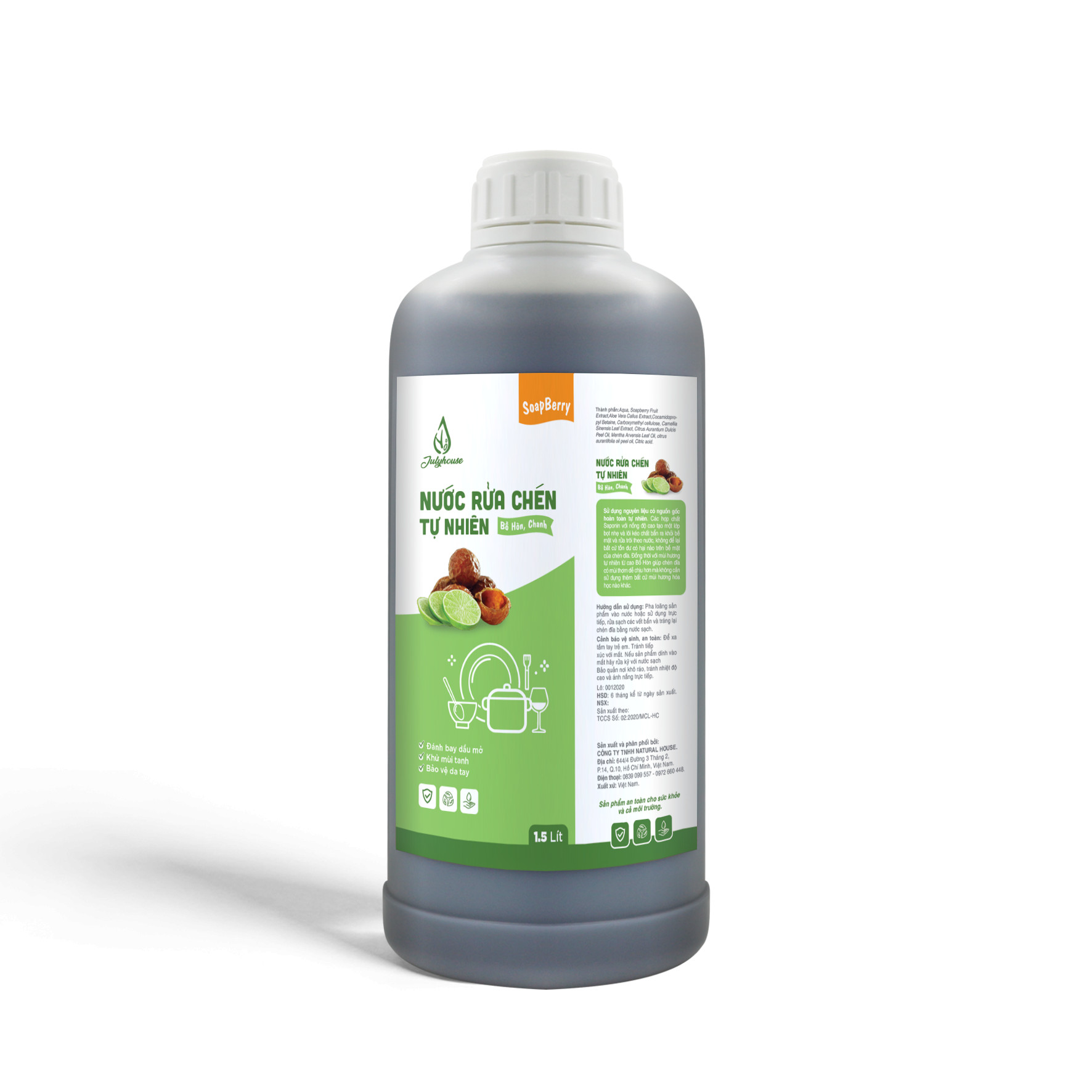 Nước rửa chén JULYHOUSE Bồ Hòn chanh 1.5L