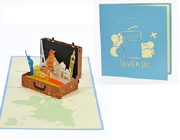 H01 -  Thiệp 3D Vali Du Lịch – Travel Is Life – Pop Up Card Viethands Giftshop