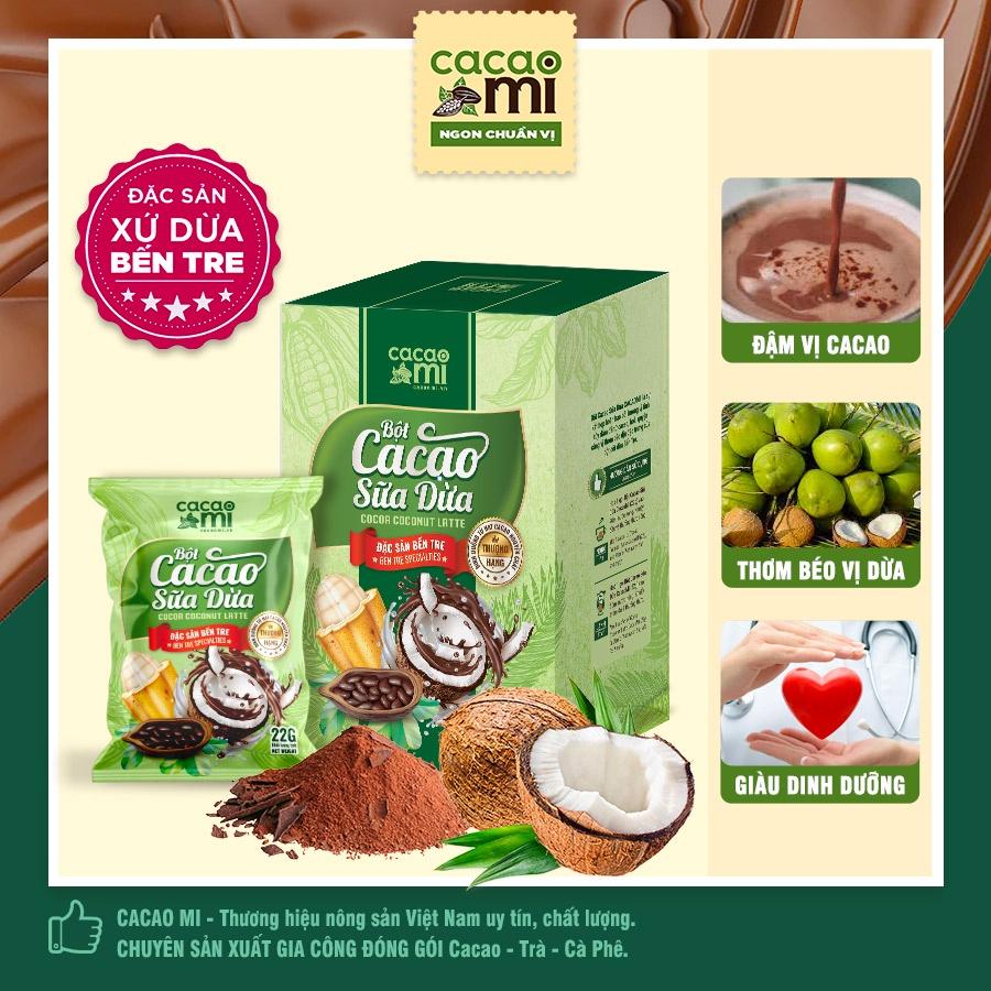 Bột cacao sữa dừa CacaoMi - Chuyên pha chế trà sữa, thức uống socola đậm đà ca cao thơm ngon vị dừa Bến Tre gói tiện lợi