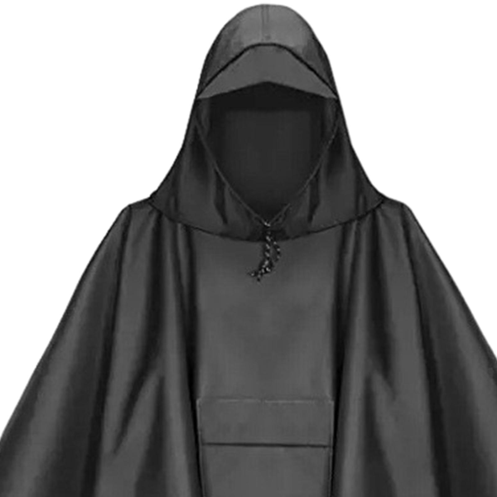 Hooded Rain Poncho Portable Rain Cape Water Resistant Rainwear for Men Women