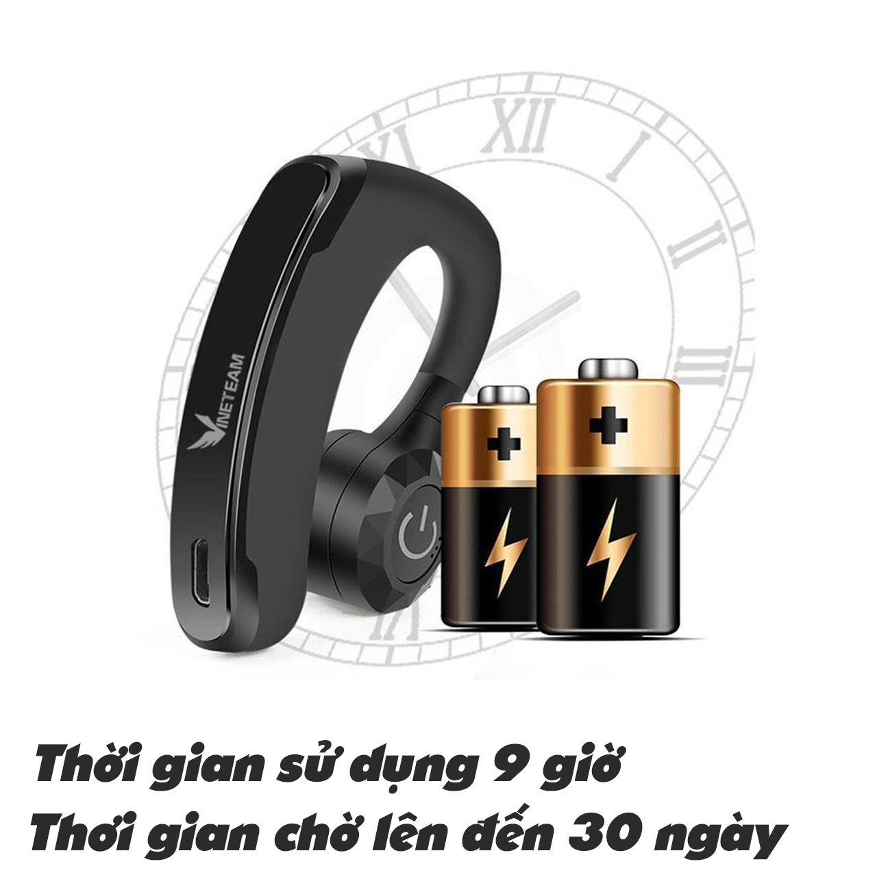 Vinetteam Tai Nghe Bluetooth V11 Tai Nghe Nhét Tai Không Dây Có Mic Đàm Thoại Nghe Nhạc - Hàng Chính Hãng