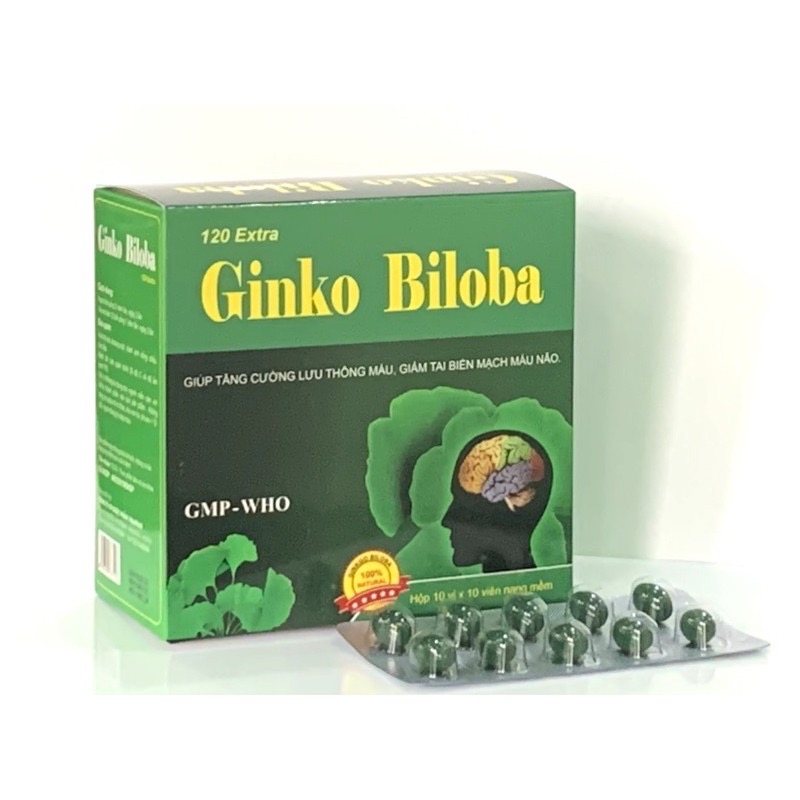 Viên uống Ginkgo Biloba 120mg Vinapharco , hộp 100v, tăng cường tuần hoàn não
