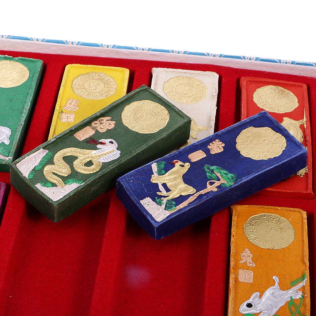 Bộ 7 màu mực tranh thư pháp chạm khắc cung hoàng đạo