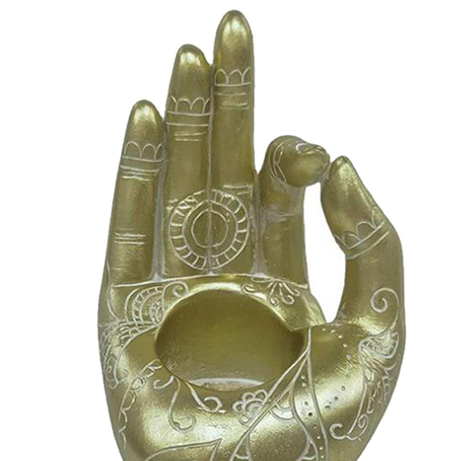 Buddha Yoga Mudra Hand Home Candle Holder Meditation Room Ornament Bronze
