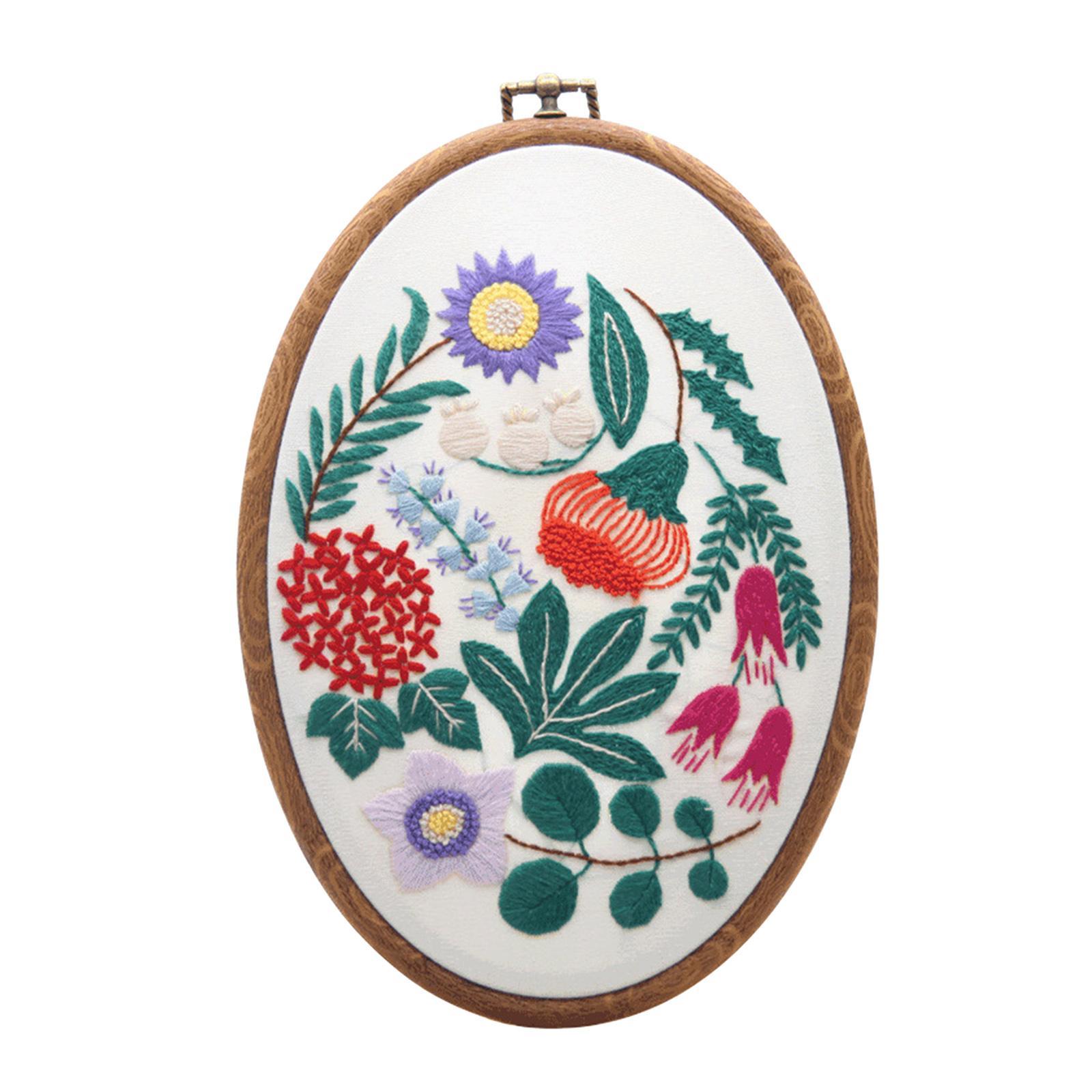 Stamped Embroidery Kit for Beginners with Pattern Floral Cross Stitch kit Starter Kit with Embroidery Hoop, Color Threads