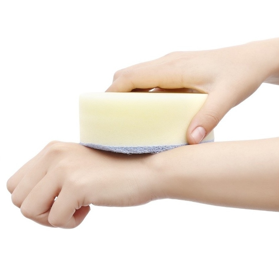 Combo Mút tắm tạo bọt 2 mặt + Giá để xà phòng hút chân không hàng Nhật Bản