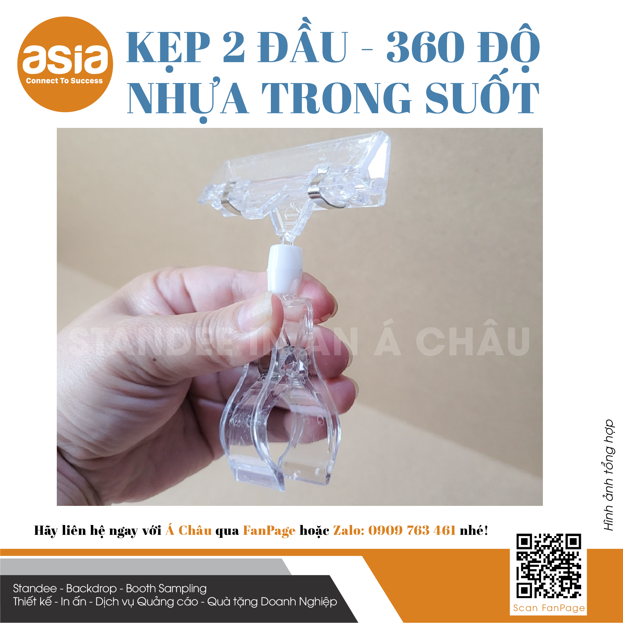 Kẹp wobbler 2 đầu trong suốt, xoay 360 độ