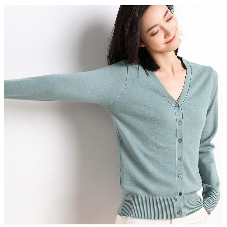 Áo khoác nhẹ nữ, áo cardigan len nữ basic, chất len mềm mịn không xù không bai, hàng nhập Quảng Châu