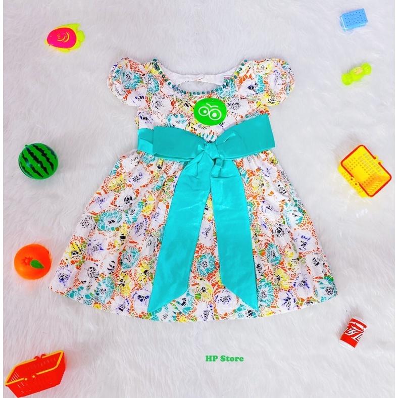 Đầm Bé Gái Size 7-24Kg, 5 Tháng Đến 6,5 Tuổi Công Chúa Hoa Phối Nơ Đính Ngọc, Đầm Dự Tiệc SUMI