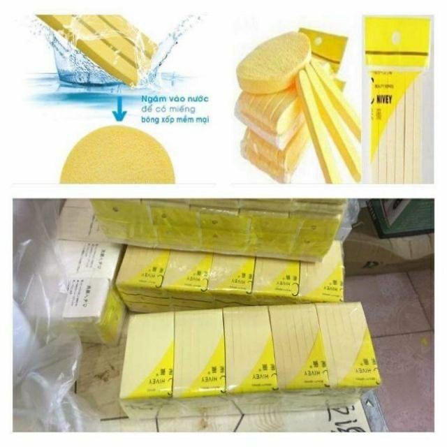 Bọt biển - Bông nở rửa mặt Chivey 12 miếng / Miếng mút rửa mặt bọt biển dạng nén