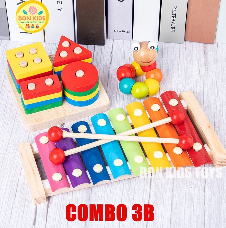 Combo Đồ chơi gỗ Montessori cho bé tư duy, phát triển trí tuệ vừa học vừa chơi - Đồ chơi giáo dục cho bé