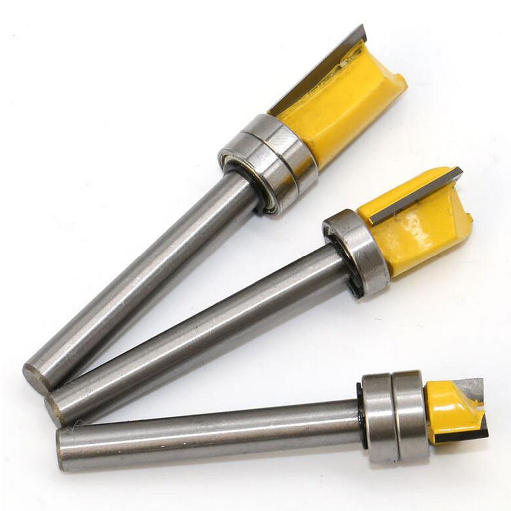 3Pcs Durable Hard Alloy Mortise Template Flush Trim Router Bit Milling Cutter 6mm Shank