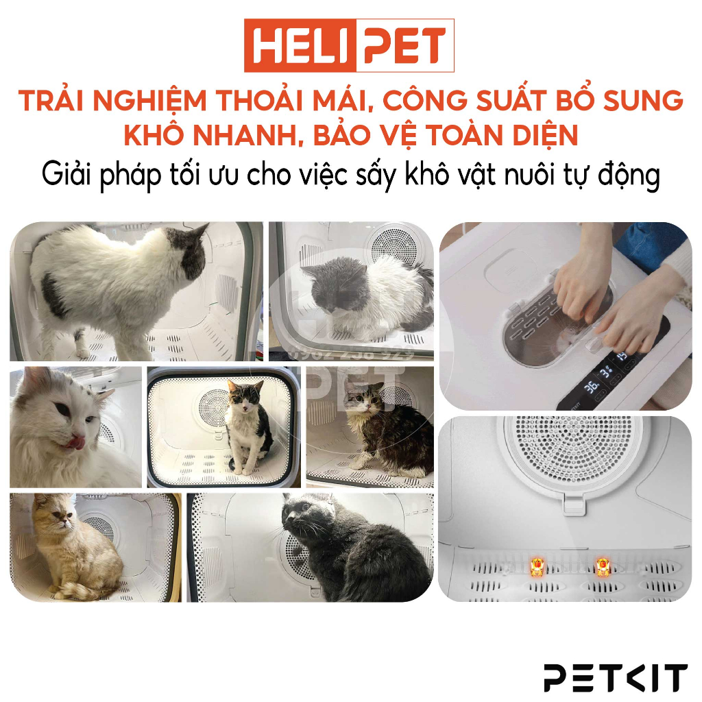 Lồng Sấy Tự Động Cho Chó Mèo, Máy Sấy Cho Chó Mèo Petkit Air Salon Max - HeLiPet