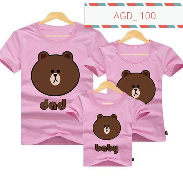 Áo thun gia đình mẫu gấu nâu - MÃ AGD 100