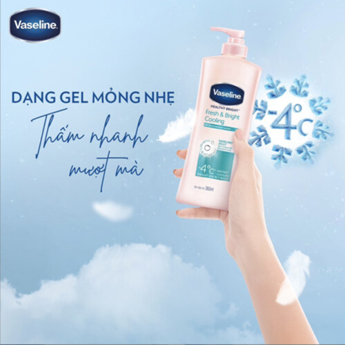 Combo 2 Gel dưỡng thể dưỡng sáng mát lạnh Vaseline Fresh & Bright 350ML/chai