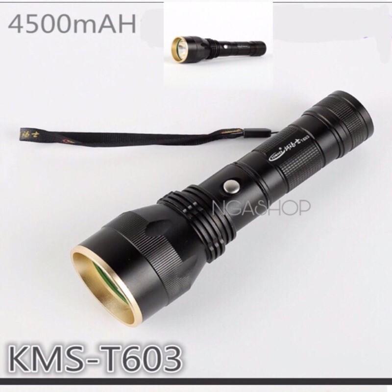 Đèn pin siêu sáng cầm tay đèn LED -KMS-T603 màu đen khích thước dài 18cm