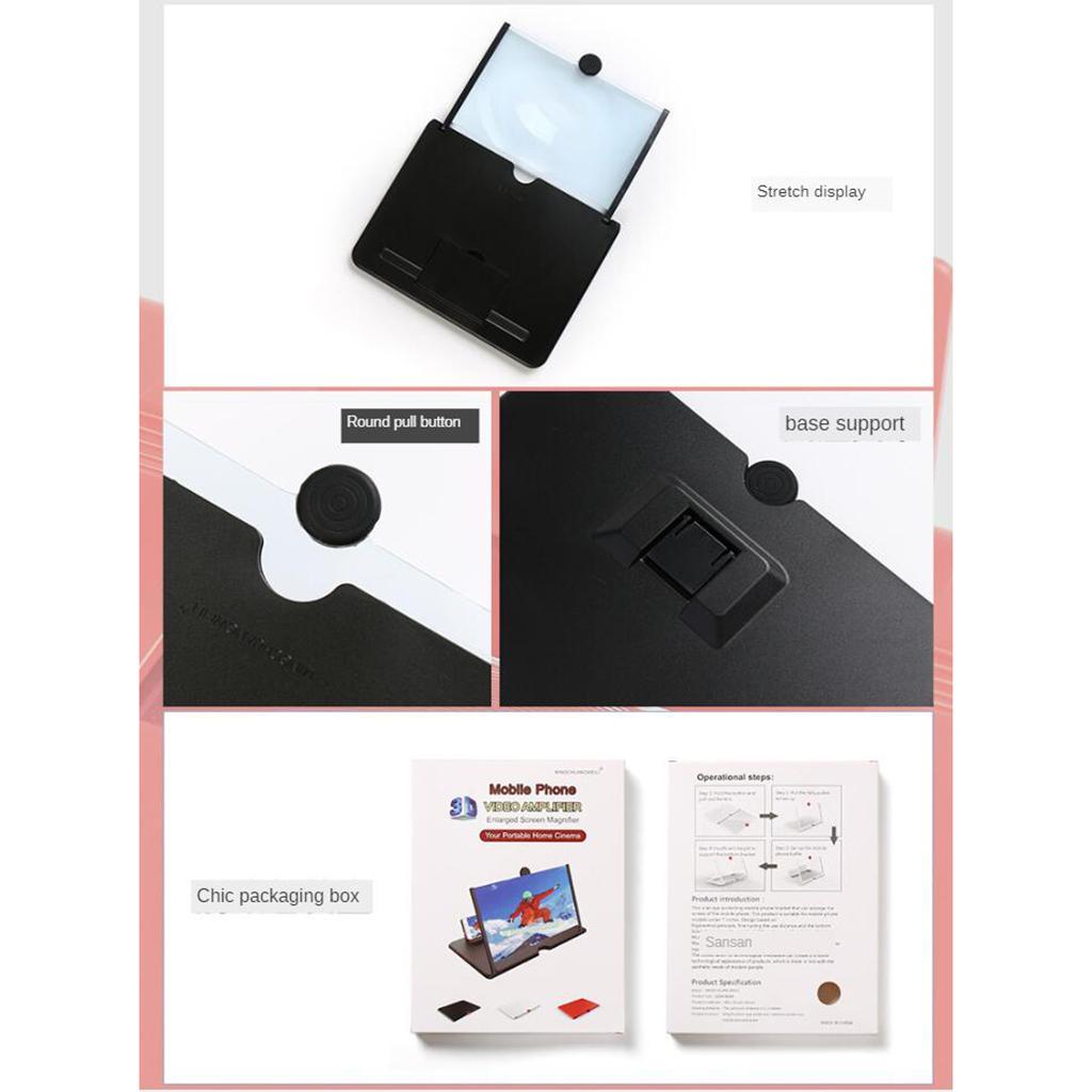 3x 10" Phone Screen Magnifier 3-4 Times Adjustable For Smartphones