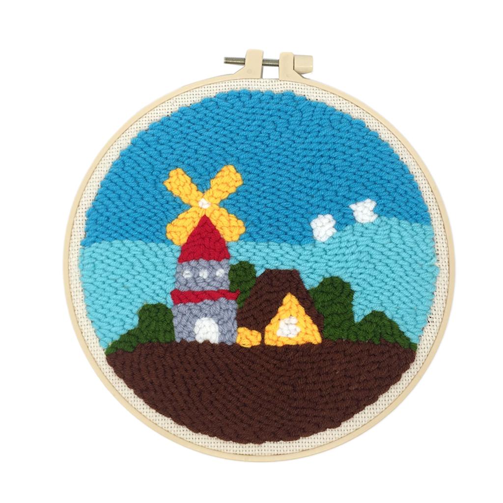 Punch Needle Embroidery Starter Kit with Punch Needle, Colorful Yarn, Embroidery Cloth with Pattern, Embroidery Hoop, Tools Kit for Beginners