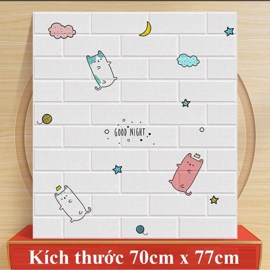 Bộ 15 Tấm Xốp Dán Tường Hoạt Hình Mèo Ú Dễ Thương, Kích Thước 70cm x 77cm